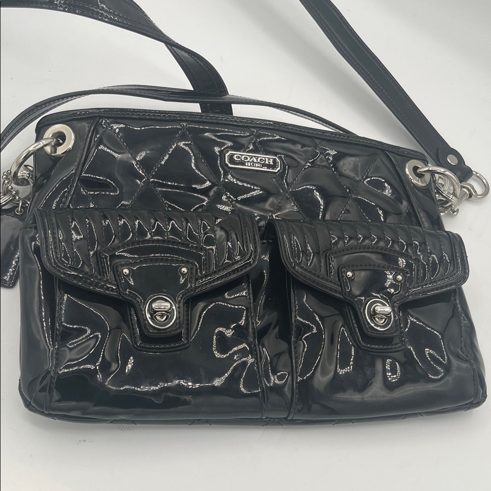 Coach Shiny Black Quilted Crossbody Bag